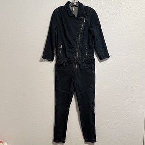 We The Free People Keep On Walking Denim Utility Jumpsuit Coveralls Size 6